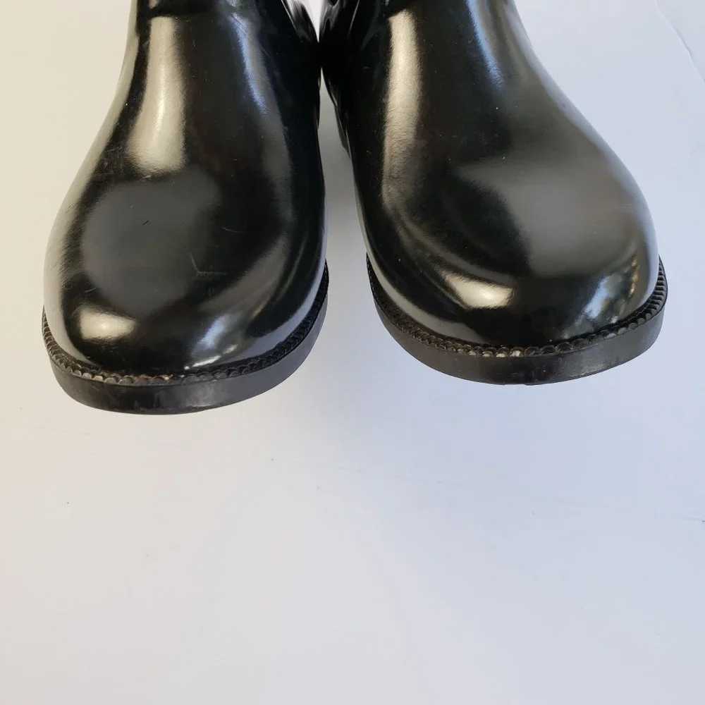 Michael Kors Black Rubber Tall Rain Boots Pull On Logo Charm Detail - Picture 4 of 15